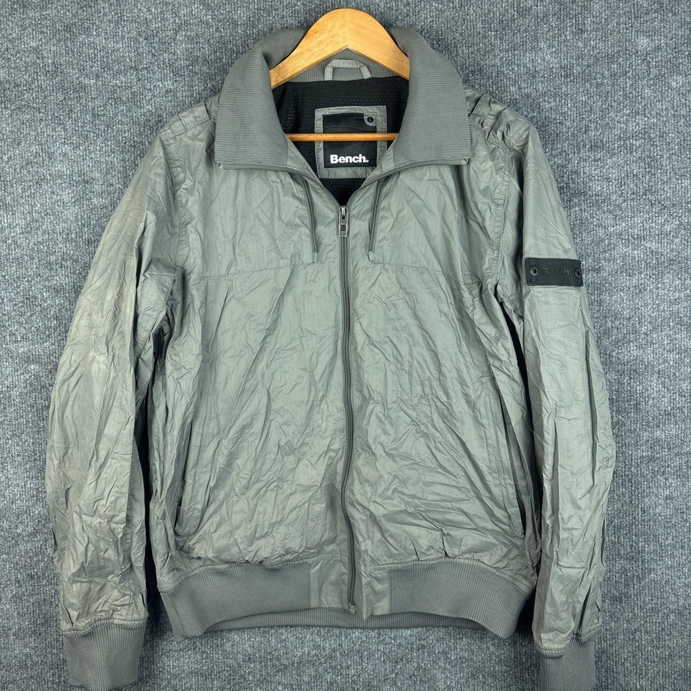 Bench Bomber‎ Utility Jacket Windbreaker Large Mesh-Lined Gray